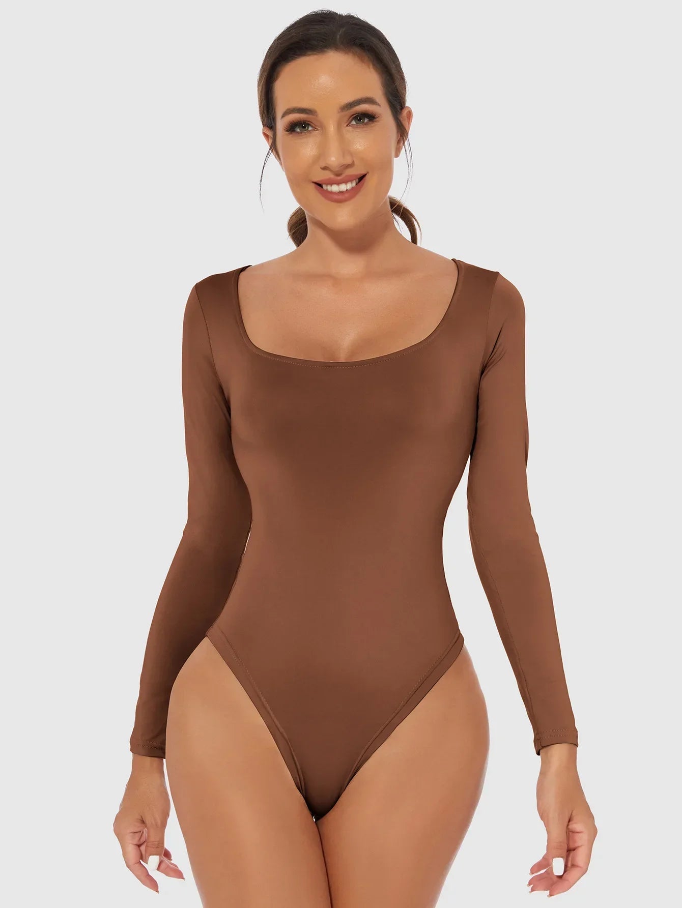 2025 Spring Female Underwear One-Piece Bodysuit Long Sleeve Seamless Waist Trainer Body Shaper Sheath Flat Belly Shapewear Woman